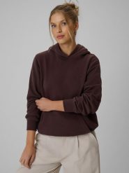 4F Bluza dresowa relaxed z kapturem damska - brązowa XL. Brązowe bluzy damskie 4F, l, bez wzorów, z bawełny, z kapturem. Za 149.99 zł.