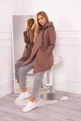 Bluza ocieplana z asymetrycznym suwakiem mocca. Bluzy damskie KESI, l, bez wzorów, z bawełny, bez kaptura. Za 238.37 zł.
