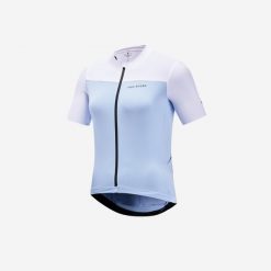 Koszulka rowerowa szosowa damska Van Rysel EDR 2. Białe koszulki damskie VAN RYSEL, xs, bez wzorów, z elastanu, bez kołnierzyka, bez ramiączek. Za 199.99 zł.