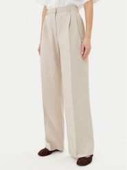 Tommy Hilfiger Spodnie materiałowe WW0WW45460 Beżowy Relaxed Fit. Brązowe spodnie materiałowe damskie Tommy Hilfiger, bez wzorów, z materiału. Za 399.99 zł.