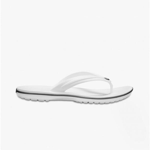 Japonki Crocs Crocband Flip. Białe klapki damskie Crocs, bez wzorów, z materiału, bez obcasa, bez zapięcia. Za 149.00 zł.