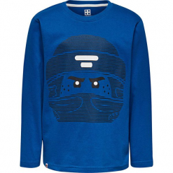 Koszulka w kolorze niebieskim. Niebieskie t-shirty i koszulki chłopięce Lego Wear Fashion, z nadrukiem, z bawełny, z okrągłym kołnierzem, z długim rękawem. W wyprzedaży za 35.95 zł.