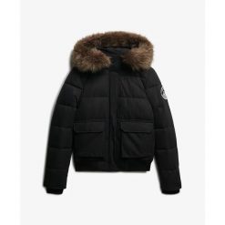 Damska kurtka typu bomber Superdry Everest Ella. Czarne kurtki damskie Superdry, na jesień, l, bez wzorów, bez kaptura. Za 656.80 zł.