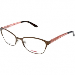 Oprawki "CA6649" w kolorze brązowo-czerwonym. Brązowe okulary przeciwsłoneczne damskie Carrera, Ferragamo. W wyprzedaży za 119.95 zł.
