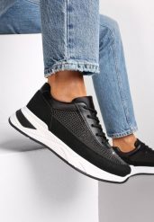 Czarne Sneakersy z Drobnymi Cyrkoniami Hinekle. Czarne obuwie sportowe damskie Renee, bez zapięcia. Za 59.99 zł.