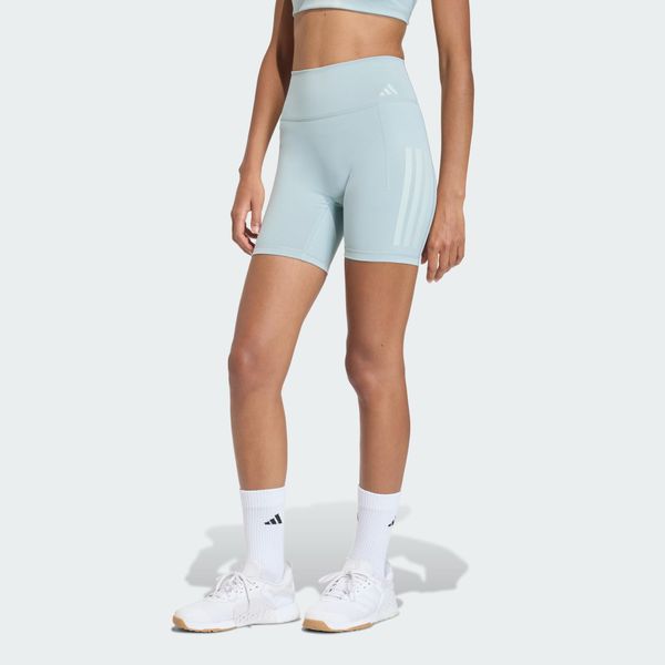 Krótkie legginsy Optime Workout 3-Stripes. Zielone legginsy damskie Adidas, bez wzorów, z lycry, z podwyższonym stanem, na fitness i siłownię. Za 199.00 zł.