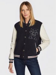 Tommy Hilfiger Kurtka bomber Blend WW0WW37308 Granatowy Regular Fit. Niebieskie kurtki damskie Tommy Hilfiger, bez wzorów, z wełny, bez kaptura. Za 2,059.00 zł.