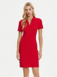 Tommy Hilfiger Sukienka codzienna WW0WW42567 Czerwony Slim Fit. Czerwone sukienki damskie Tommy Hilfiger, bez wzorów, z bawełny, bez ramiączek. Za 349.99 zł.