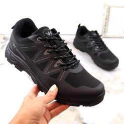 Buty trekkingowe sportowe softshell czarne Vanhorn. Czarne obuwie sportowe damskie Vanhorn, z materiału, bez zapięcia. Za 99.00 zł.