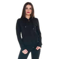 Damska podstawowa bluza z kapturem i zamkiem. Czarne bluzy damskie LEONE 1947 APPAREL, l, bez wzorów, z tkaniny, z kapturem. W wyprzedaży za 167.70 zł.