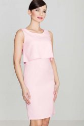 Elegancka Różowa Sukienka Na Szerokich Ramiączkach. Czerwone sukienki damskie Katrus, bez wzorów, z elastanu, eleganckie, bez ramiączek. Za 249.00 zł.