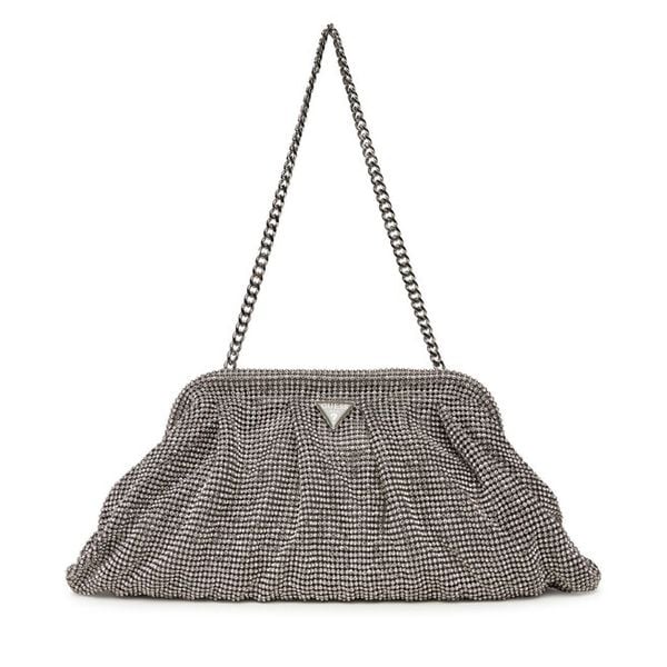 Torebka Guess. Szare torebki wieczorowe damskie Guess, z aplikacjami, bez dodatków. Za 419.99 zł.