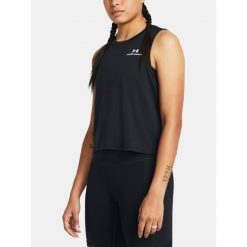 Koszulka Damska Sportowa Under Armour Bez Rękawów. Czarne koszulki sportowe damskie Under Armour, l, bez wzorów, bez ramiączek, na fitness i siłownię. Za 94.99 zł.