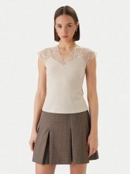 Morgan Bluzka 251-DELI Beżowy Slim Fit. Brązowe bluzki damskie Morgan, m, bez wzorów, z wiskozy, bez kołnierzyka, bez ramiączek. Za 129.99 zł.