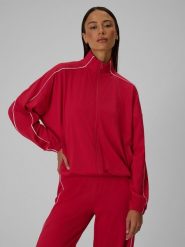 4F Bluza dresowa loose bez kaptura damska - czerwona M. Czerwone kardigany damskie 4F, l, bez wzorów, z dresówki. Za 179.99 zł.