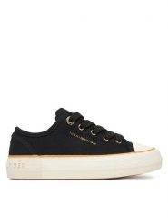 Tommy Hilfiger Trampki T3A9-33733-0890999 Czarny. Czarne trampki dziewczęce Tommy Hilfiger, bez wzorów, z materiału, bez zapięcia. Za 169.99 zł.