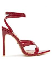 DeeZee Sandały YC7562-S-LP1 Czerwony. Czerwone sandały damskie DeeZee, bez wzorów, ze skóry, bez obcasa, na szpilce, bez zapięcia. Za 139.99 zł.