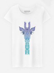 WOOOP Koszulka "Giraffe Mint" w kolorze białym rozmiar: L. Białe koszulki damskie Wooop, l, bez wzorów, z bawełny, bez kołnierzyka, bez ramiączek. Za 52.67 zł.