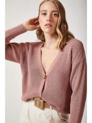 Happiness Istanbul Kardigan w kolorze jasnoróżowym rozmiar: S/M. Różowe kardigany damskie Happiness Istanbul, m, bez wzorów, ze splotem. Za 70.08 zł.