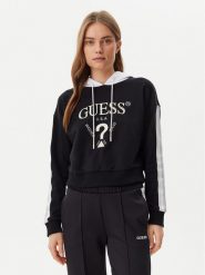 Guess Bluza V5GQ17 KCRT1 Czarny Regular Fit. Czarne bluzy damskie Guess, m, z aplikacjami, z syntetyku, bez kaptura. Za 269.99 zł.