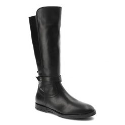 Czarne Kozaki Damskie Tommy Hilfiger Eleganckie Skórzane Buty. Czarne kozaki damskie Tommy Hilfiger, ze skóry, bez obcasa, na płaskiej podeszwie, bez zapięcia. Za 689.00 zł.