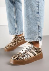 Panterkowe Sneakersy w Stylu Tenisówek z Geometrycznym Wzorem Avelresil. Obuwie sportowe damskie Born2be, z jeansu, bez zapięcia, tenisowe. Za 89.99 zł.