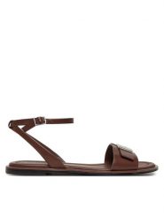 Calvin Klein Sandały Flat Sandal W/Ck Hw - Lth HW0HW02367 Brązowy. Brązowe sandały damskie Calvin Klein, bez wzorów, ze skóry, bez obcasa, na płaskiej podeszwie, bez zapięcia. Za 279.99 zł.