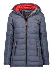 Geographical Norway Płaszcz pikowany "Astana" w kolorze niebieskim rozmiar: S. Niebieskie płaszcze damskie Geographical Norway, s, z aplikacjami, bez kaptura. Za 180.06 zł.