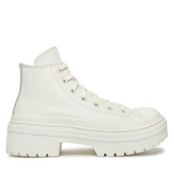 Trzewiki Converse. Białe botki damskie Converse, retro, bez obcasa, na płaskiej podeszwie, bez zapięcia. Za 419.99 zł.