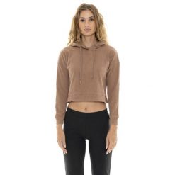 Bluza miękki z kaptur na co dzień na siłownię. Brązowe bluzy damskie LEONE 1947 APPAREL, z bawełny, bez zapięcia, na fitness i siłownię. W wyprzedaży za 124.24 zł.
