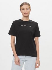 Tommy Jeans T-Shirt Tjw Rlx New Linear Tee DW0DW17836 Czarny Relaxed Fit. Czarne t-shirty damskie Tommy Jeans, xxs, bez wzorów, z bawełny, bez kołnierzyka. Za 99.99 zł.