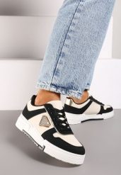 Czarne Sneakersy na Platformie z Cyrkoniową Aplikacją Rexania. Czarne obuwie sportowe damskie Renee, z materiału, bez zapięcia. Za 89.99 zł.