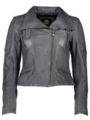 Buffalo Skórzana kurtka w kolorze szarym rozmiar: 44. Szare kurtki damskie Buffalo, bez wzorów, z materiału, bez kaptura. Za 537.95 zł.