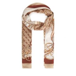 Szal Guess. Brązowe szaliki damskie Guess, z aplikacjami. Za 219.99 zł.