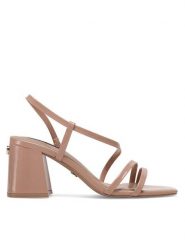 Nine West Sandały WFA2642-1 Różowy. Czerwone sandały damskie Nine West, bez wzorów, z syntetyku, bez obcasa, na słupku, bez zapięcia. Za 199.99 zł.