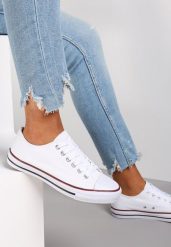 Białe Trampki Aikaleia. Białe trampki damskie Renee, bez wzorów, z jeansu, bez zapięcia. Za 44.99 zł.
