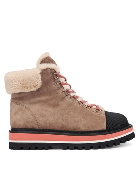 Coccinelle Trzewiki E4 TXQ 41 01 01 918 Brązowy. Brązowe botki damskie Coccinelle, ze skóry, bez obcasa, na płaskiej podeszwie, bez zapięcia. Za 909.00 zł.