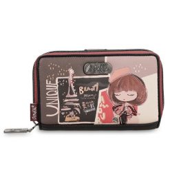 Brązowy Modny Damski Portfel Anekke Mademoiselle. Brązowe torebki klasyczne damskie Anekke, z materiału, bez dodatków. Za 199.00 zł.