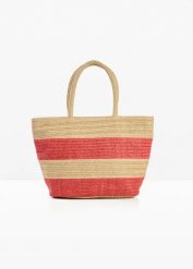 Torba shopper z juty, w paski. Brązowe shopper bag bonprix, bez wzorów, bez dodatków. Za 47.99 zł.