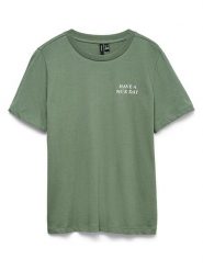 Vero Moda Koszulka w kolorze zielonym rozmiar: XS. Zielone bluzki damskie Vero Moda, xs, bez wzorów, z bawełny, bez kołnierzyka, bez ramiączek. Za 44.30 zł.