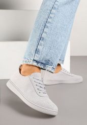 Szare Tenisówki z Perforowaną Cholewką Ellivene. Szare obuwie sportowe damskie Renee, z jeansu, bez zapięcia, tenisowe. Za 49.99 zł.