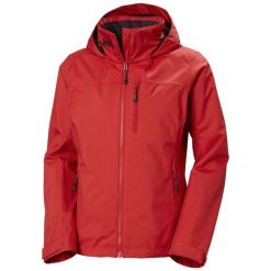 Damska średnio wodoodporna kurtka z kapturem Helly Hansen Crew 2.0. Czerwone kurtki damskie Helly Hansen, bez wzorów, z kapturem. Za 496.99 zł.