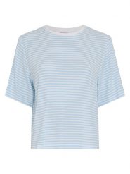 MOSS COPENHAGEN Koszulka w kolorze biało-błękitnym rozmiar: XS/S. Białe bluzki damskie Moss Copenhagen, s, bez wzorów, bez kołnierzyka, bez ramiączek. Za 134.95 zł.