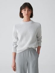 OPUS Sweter "Padollo" w kolorze szaro-białym rozmiar: L. Białe swetry klasyczne damskie Opus, l, bez kołnierzyka. Za 239.95 zł.