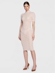 Elisabetta Franchi Sukienka dzianinowa AM-75B-31E2-V320 Różowy Slim Fit. Czerwone sukienki damskie Elisabetta Franchi, bez wzorów, z dzianiny, bez ramiączek. Za 2,269.00 zł.