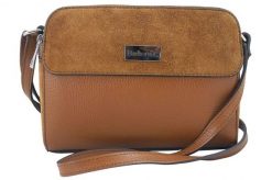 Torebka skórzana crossbody zamszowa - Brązowa jasna. Brązowe torebki klasyczne damskie Barberinis, ze skóry, duże, zamszowe, bez dodatków. Za 266.99 zł.