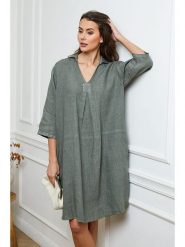 Fleur de Lin Lniana sukienka w kolorze khaki rozmiar: S. Brązowe sukienki damskie Fleur de Lin, bez wzorów, ze lnu, bez ramiączek. Za 184.89 zł.