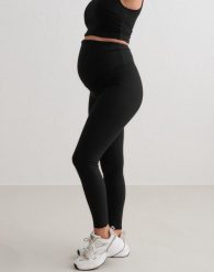 Damskie legginsy ciążowe, krótsze, wysoki stan, squat proof Sense czarne. Czarne legginsy damskie Aim'n, s, bez wzorów, z dzianiny. Za 296.00 zł.