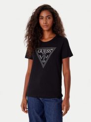Guess T-Shirt W5BI18 I3Z14 Czarny Regular Fit. Czarne t-shirty damskie Guess, s, z aplikacjami, z bawełny, bez kołnierzyka. Za 139.99 zł.