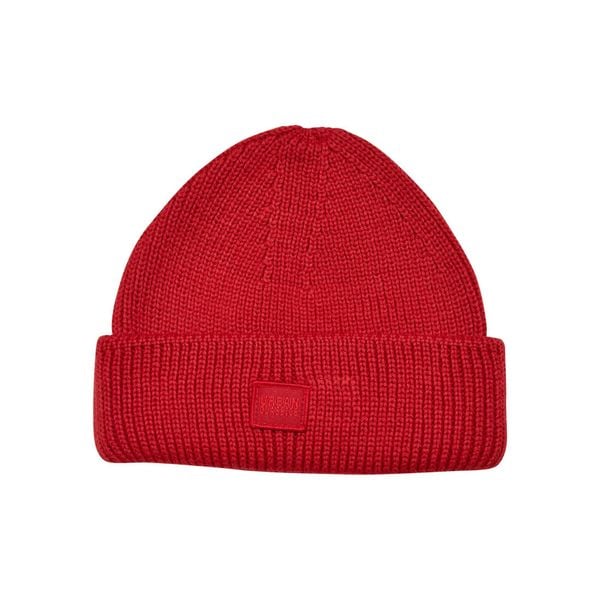 Czapka z wełny dzierganej Urban Classics. Czerwone czapki damskie Urban Classics, bez wzorów, dziergany. Za 156.00 zł.